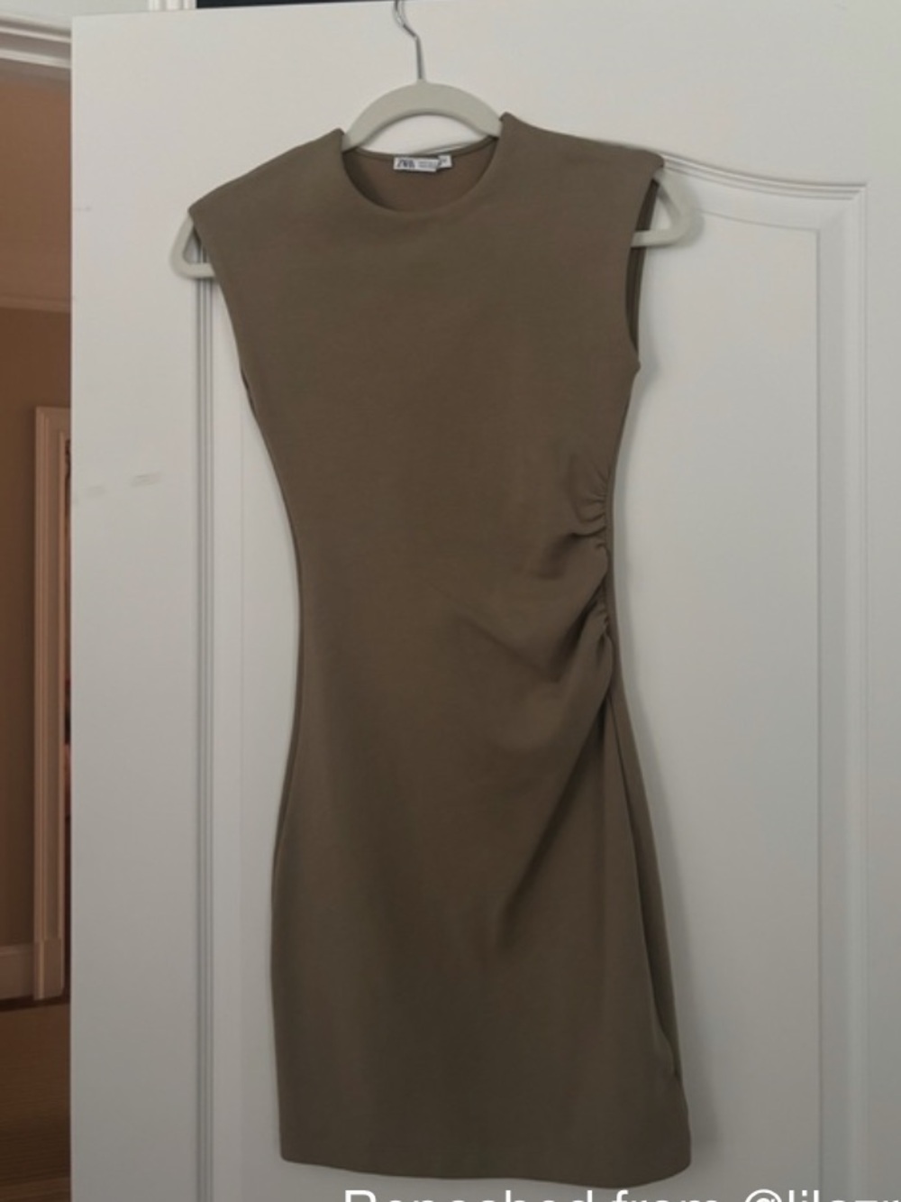 Zara Olive Sleeveless Mini Dress with Side Ruching